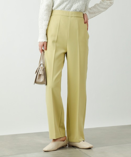 COLONY 2139（コロニートゥーワンスリーナイン）の「ダブルクロスセンタープレスストレートパンツ(セットアップ可)（スラックス・レディース・ブラック/ベージュ/イエロー・MEDIUM/LARGE）」の3枚目の写真