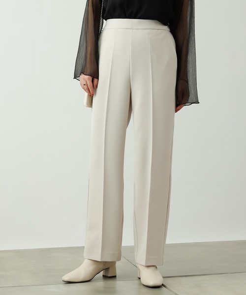 COLONY 2139（コロニートゥーワンスリーナイン）の「ダブルクロスセンタープレスストレートパンツ(セットアップ可)（スラックス・レディース・ブラック/ベージュ/イエロー・MEDIUM/LARGE）」の9枚目の写真