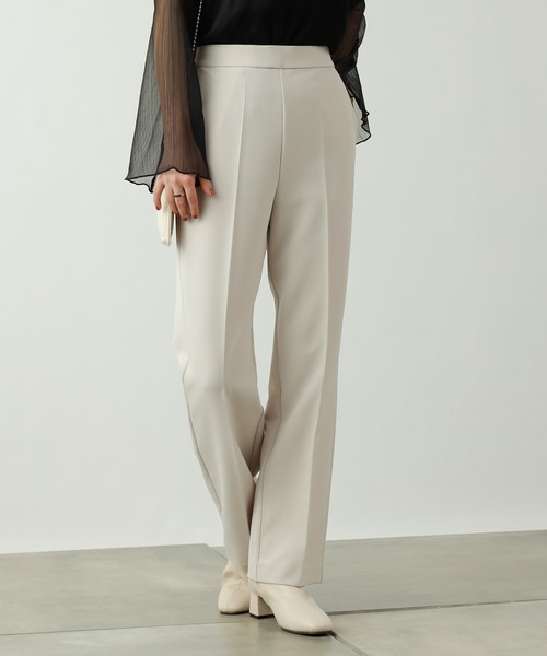 COLONY 2139（コロニートゥーワンスリーナイン）の「ダブルクロスセンタープレスストレートパンツ(セットアップ可)（スラックス・レディース・ブラック/ベージュ/イエロー・MEDIUM/LARGE）」の4枚目の写真