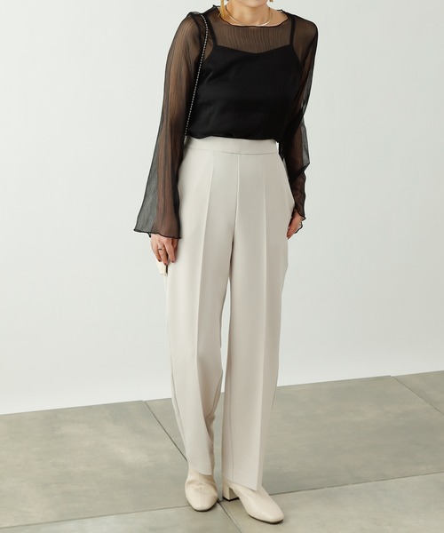 COLONY 2139（コロニートゥーワンスリーナイン）の「ダブルクロスセンタープレスストレートパンツ(セットアップ可)（スラックス・レディース・ブラック/ベージュ/イエロー・MEDIUM/LARGE）」の22枚目の写真