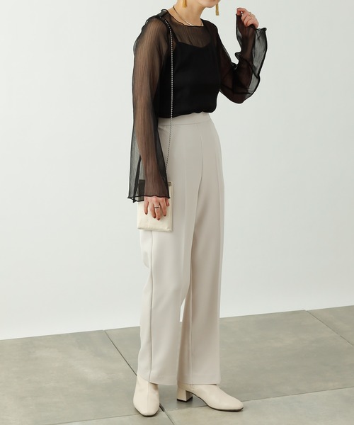 COLONY 2139（コロニートゥーワンスリーナイン）の「ダブルクロスセンタープレスストレートパンツ(セットアップ可)（スラックス・レディース・ブラック/ベージュ/イエロー・MEDIUM/LARGE）」の20枚目の写真