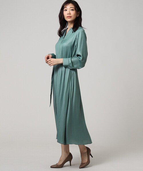 Untitled アンタイトル のファッション セール ワンピース レザーライクサテンワンピース ワンピース