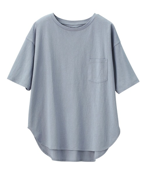 GeeRA（ジーラ）の「綿100％ラウンドヘムビッグＴシャツ（Tシャツ/カットソー・レディース・オフホワイト/モカ/グリーン/ライトパープル/ブラック/ライトブルー・X-LARGE/XX-LARGE/SMALL/LARGE/MEDIUM）」の7枚目の写真