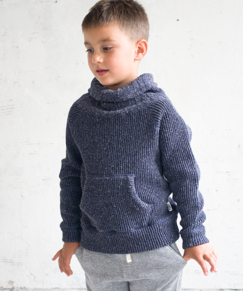 Smoothy（スムージー）の「Smoothy Hineck cutsew / スムージー ハイネックカットソー（ニット/セーター・キッズ・ベージュ/インディゴブルー・90/140/150/110/130/100/120）」の2枚目の写真