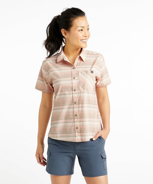 L.L.Bean（エルエルビーン）の「ビーチ・クルーザー・サマー・シャツ、半袖　ストライプ 米国フィット・レギュラー（シャツ/ブラウス・レディース・ピンク/グリーン系その他・SMALL/MEDIUM/LARGE/X-SMALL）」の7枚目の写真