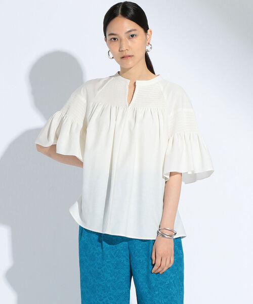 Ravissant Laviere（ラヴィソンラヴィエール）の「ジャージーシャーリングプルオーバーカットソー（Tシャツ/カットソー・レディース・ミント/オフホワイト/パープル・38）」の3枚目の写真