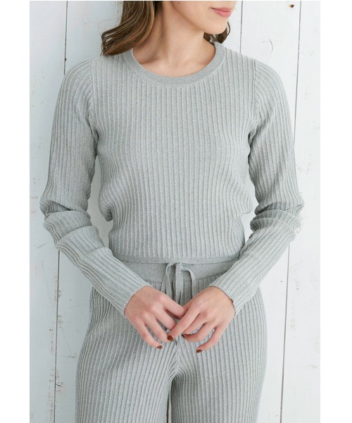 ALEXIA STAM（アリシアスタン）の「Back Open Rib Knit Top/バックオープンリブニットトップ（ニット/セーター・レディース・グレー/モカ/グリーン系その他・FREE）」の2枚目の写真