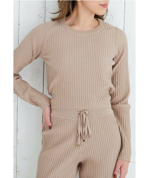 ALEXIA STAM（アリシアスタン）の「Back Open Rib Knit Top/バックオープンリブニットトップ（ニット/セーター・レディース・グレー/モカ/グリーン系その他・FREE）」の3枚目の写真