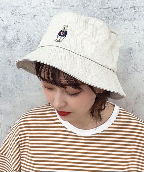 PairPair(ペアペア)の「ワンポイントバケットハット(ハット・レディース・ブラック/サックスブルー/アイボリー・FREE)」の2枚目の写真