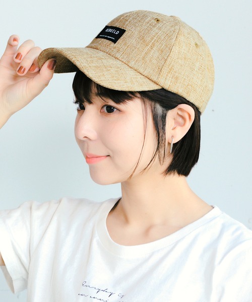 14+（イチヨンプラス）の「フェイクリネンタグキャップ（キャップ・レディース・オフホワイト/ベージュ/ブラック・FREE）」の3枚目の写真