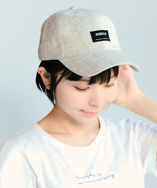 14+（イチヨンプラス）の「フェイクリネンタグキャップ（キャップ・レディース・オフホワイト/ベージュ/ブラック・FREE）」の2枚目の写真