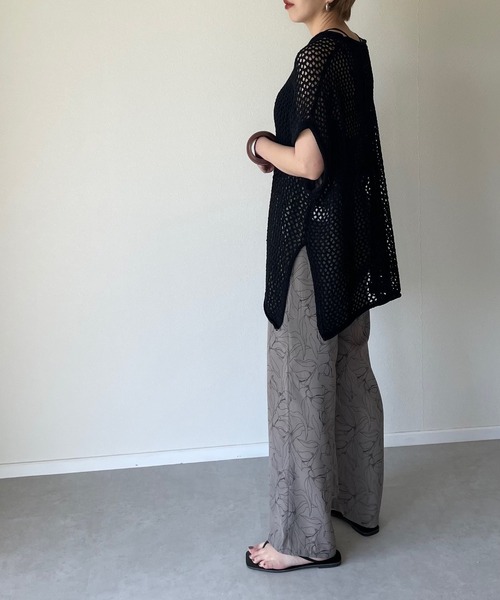 y/m by misato（イムバイミサト）の「メッシュ編みチュニック（チュニック・レディース・ブラック/ベージュ/オフホワイト・FREE）」の5枚目の写真