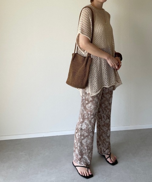 y/m by misato（イムバイミサト）の「メッシュ編みチュニック（チュニック・レディース・ブラック/ベージュ/オフホワイト・FREE）」の7枚目の写真