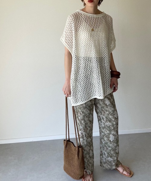 y/m by misato（イムバイミサト）の「メッシュ編みチュニック（チュニック・レディース・ブラック/ベージュ/オフホワイト・FREE）」の9枚目の写真