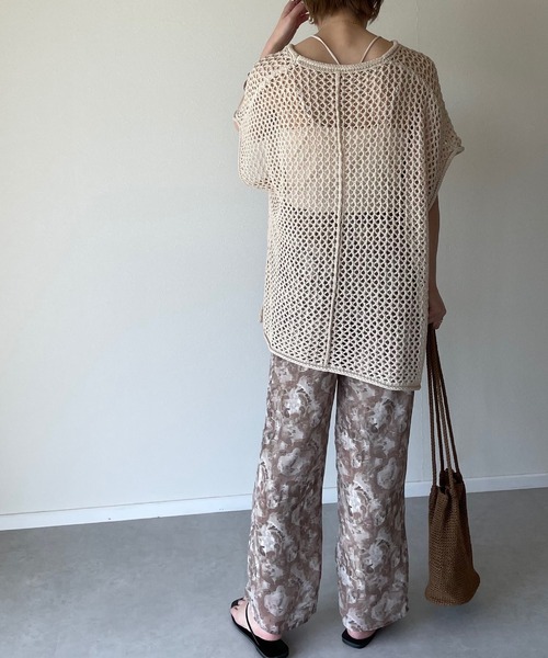 y/m by misato（イムバイミサト）の「メッシュ編みチュニック（チュニック・レディース・ブラック/ベージュ/オフホワイト・FREE）」の12枚目の写真