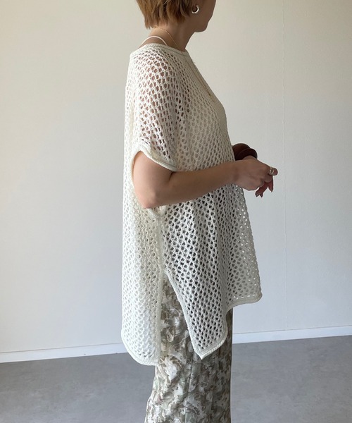 y/m by misato（イムバイミサト）の「メッシュ編みチュニック（チュニック・レディース・ブラック/ベージュ/オフホワイト・FREE）」の13枚目の写真