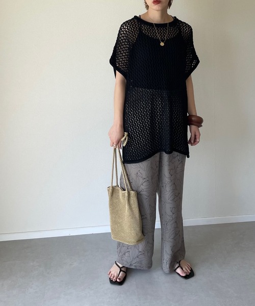 y/m by misato（イムバイミサト）の「メッシュ編みチュニック（チュニック・レディース・ブラック/ベージュ/オフホワイト・FREE）」の17枚目の写真