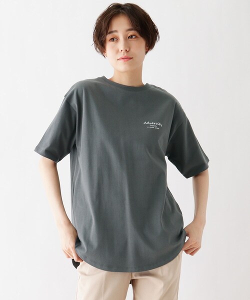 DRESKIP（ドレスキップ）の「◆ひんやり　転写プリントTシャツ（Tシャツ/カットソー・レディース・ライトベージュ/グリーン系/グレー系その他/オフホワイト・02/03）」の6枚目の写真