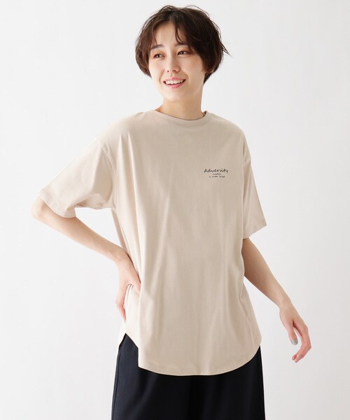 DRESKIP（ドレスキップ）の「◆ひんやり　転写プリントTシャツ（Tシャツ/カットソー・レディース・ライトベージュ/グリーン系/グレー系その他/オフホワイト・02/03）」の7枚目の写真