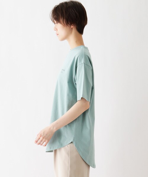 DRESKIP（ドレスキップ）の「◆ひんやり　転写プリントTシャツ（Tシャツ/カットソー・レディース・ライトベージュ/グリーン系/グレー系その他/オフホワイト・02/03）」の11枚目の写真