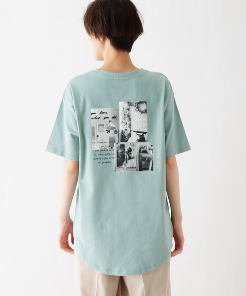 DRESKIP（ドレスキップ）の「◆ひんやり　転写プリントTシャツ（Tシャツ/カットソー・レディース・ライトベージュ/グリーン系/グレー系その他/オフホワイト・02/03）」の12枚目の写真