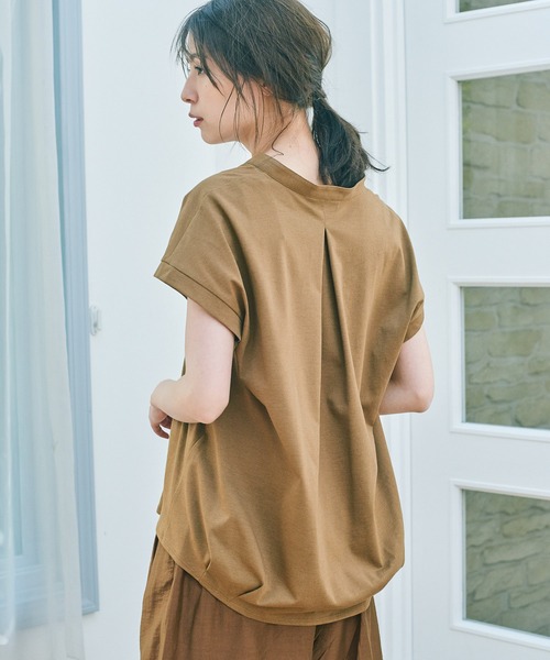 BAYFLOW(ベイフロー)の「【Ethically Made(エシカリーメイド)】EGスキッパーT(Tシャツ/カットソー・レディース・キャメル/ネイビー・FREE)」の14枚目の写真