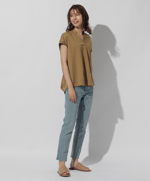 BAYFLOW(ベイフロー)の「【Ethically Made(エシカリーメイド)】EGスキッパーT(Tシャツ/カットソー・レディース・キャメル/ネイビー・FREE)」の18枚目の写真