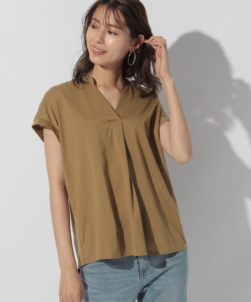 BAYFLOW(ベイフロー)の「【Ethically Made(エシカリーメイド)】EGスキッパーT(Tシャツ/カットソー・レディース・キャメル/ネイビー・FREE)」の20枚目の写真