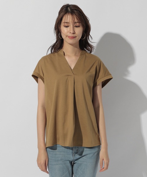 BAYFLOW(ベイフロー)の「【Ethically Made(エシカリーメイド)】EGスキッパーT(Tシャツ/カットソー・レディース・キャメル/ネイビー・FREE)」の22枚目の写真