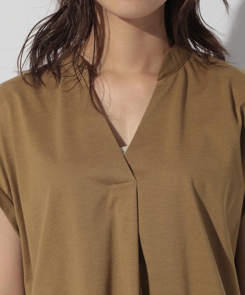 BAYFLOW(ベイフロー)の「【Ethically Made(エシカリーメイド)】EGスキッパーT(Tシャツ/カットソー・レディース・キャメル/ネイビー・FREE)」の4枚目の写真