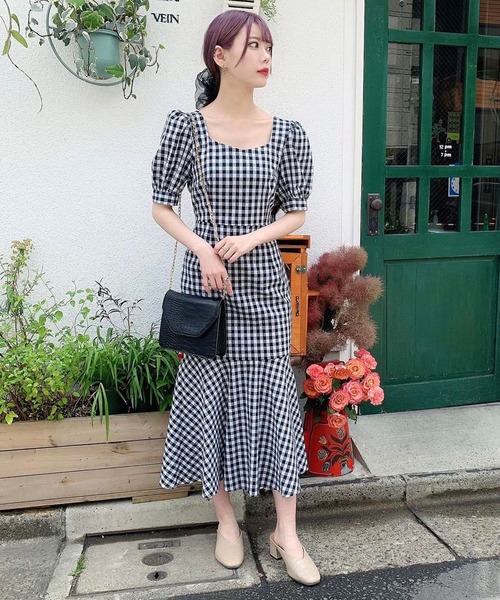 Voyage titty&Co.PETIT（ボヤージュティティアンドコープチ）の「【Voyage titty&Co.】ギンガムマーメイドワンピース（ワンピース・レディース・ブラック・FREE）」の4枚目の写真