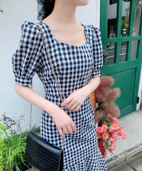 Voyage titty&Co.PETIT（ボヤージュティティアンドコープチ）の「【Voyage titty&Co.】ギンガムマーメイドワンピース（ワンピース・レディース・ブラック・FREE）」の3枚目の写真