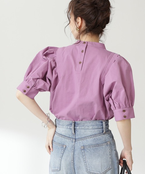 N.（N. Natural Beauty Basic）（エヌエヌナチュラルビューティーベーシック）の「◆タックショルダーパフスリーブブラウス（シャツ/ブラウス・レディース・チャコールグレー/ナチュラル/パープル・MEDIUM）」の3枚目の写真