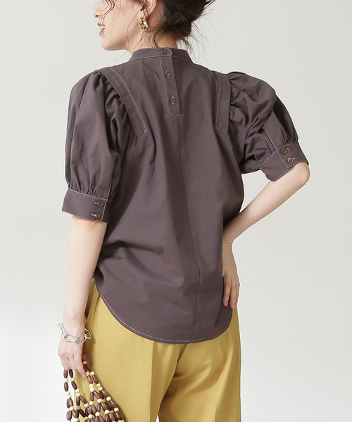 N.（N. Natural Beauty Basic）（エヌエヌナチュラルビューティーベーシック）の「◆タックショルダーパフスリーブブラウス（シャツ/ブラウス・レディース・チャコールグレー/ナチュラル/パープル・MEDIUM）」の13枚目の写真