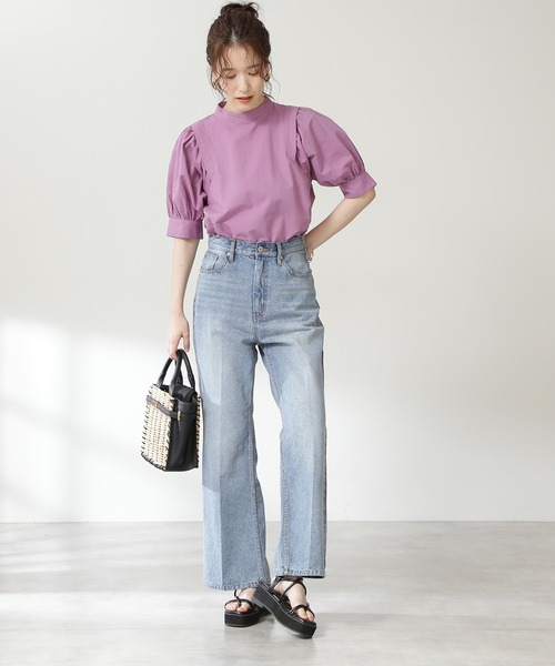 N.（N. Natural Beauty Basic）（エヌエヌナチュラルビューティーベーシック）の「◆タックショルダーパフスリーブブラウス（シャツ/ブラウス・レディース・チャコールグレー/ナチュラル/パープル・MEDIUM）」の4枚目の写真