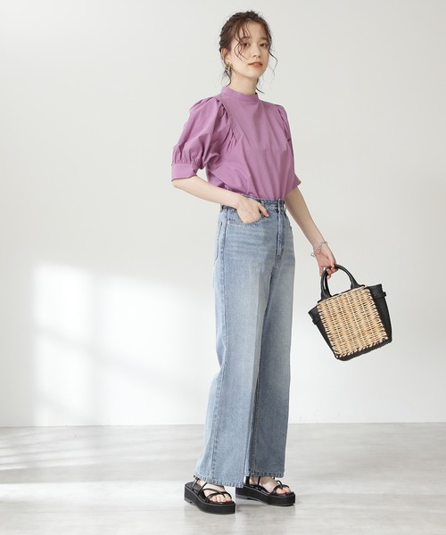 N.（N. Natural Beauty Basic）（エヌエヌナチュラルビューティーベーシック）の「◆タックショルダーパフスリーブブラウス（シャツ/ブラウス・レディース・チャコールグレー/ナチュラル/パープル・MEDIUM）」の5枚目の写真