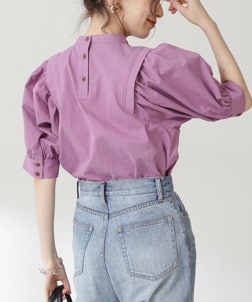 N.（N. Natural Beauty Basic）（エヌエヌナチュラルビューティーベーシック）の「◆タックショルダーパフスリーブブラウス（シャツ/ブラウス・レディース・チャコールグレー/ナチュラル/パープル・MEDIUM）」の8枚目の写真