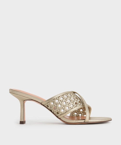 CHARLES & KEITH(チャールズ & キース)の「アシンメトリック ウーブンストラップミュール / Asymmetric Woven Strap Mules(サンダル・レディース・ブラック/ブラウン/ゴールド・22.5cm/23cm/23.5cm/24.5cm/25cm/25.5cm)」の1枚目の写真