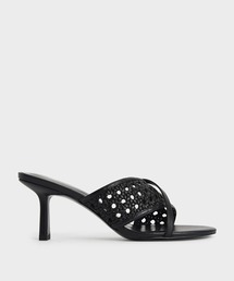 アシンメトリック ウーブンストラップミュール / Asymmetric Woven Strap Mules