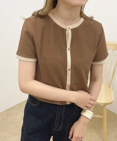 apres jour clair（アプレジュールクレア）の「【apres jour clair】バイカラードットボタントップス【ZOZOTOWN限定アイテム】（Tシャツ/カットソー・レディース・アイボリー/ベージュ/ブラウン系その他・X-LARGE/フリー）」の10枚目の写真