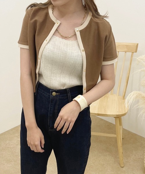 apres jour clair（アプレジュールクレア）の「【apres jour clair】バイカラードットボタントップス【ZOZOTOWN限定アイテム】（Tシャツ/カットソー・レディース・アイボリー/ベージュ/ブラウン系その他・X-LARGE/フリー）」の9枚目の写真