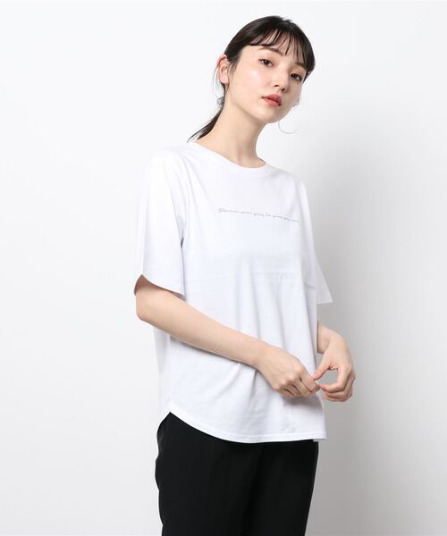 NATURAL BEAUTY BASIC(ナチュラルビューティーベーシック)の「オーガニックコットンレタリングロゴT(Tシャツ/カットソー・レディース・ベージュ/オフホワイト/グレー系その他・MEDIUM)」の6枚目の写真