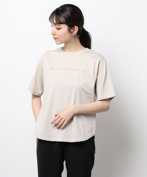 NATURAL BEAUTY BASIC(ナチュラルビューティーベーシック)の「オーガニックコットンレタリングロゴT(Tシャツ/カットソー・レディース・ベージュ/オフホワイト/グレー系その他・MEDIUM)」の13枚目の写真