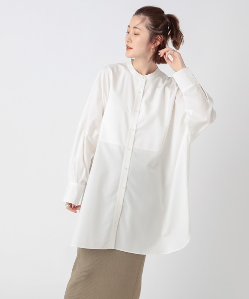 RIVE DROITE（リヴドロワ）の「纏うだけで今っぽいシルエットが完成　ビブカラーオーバーワイドシャツ（シャツ/ブラウス・レディース・オフホワイト/モカ/ピンク・FREE）」の8枚目の写真