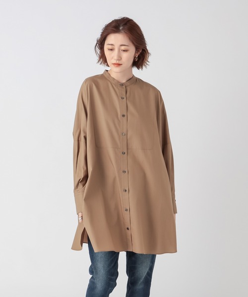 RIVE DROITE（リヴドロワ）の「纏うだけで今っぽいシルエットが完成　ビブカラーオーバーワイドシャツ（シャツ/ブラウス・レディース・オフホワイト/モカ/ピンク・FREE）」の9枚目の写真