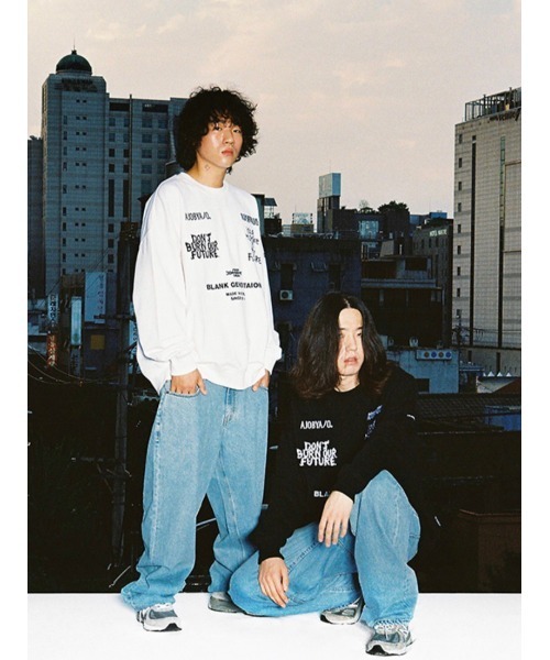 AJOBYAJO(アジョバイアジョ)の「【AJOBYAJO/アジョバイアジョ】Embroidered Logos Sweatshirt/エンボス ロゴスウェット MTM スローガンスウェット(スウェット・メンズ・ブラック/ホワイト・L/XL)」の9枚目の写真