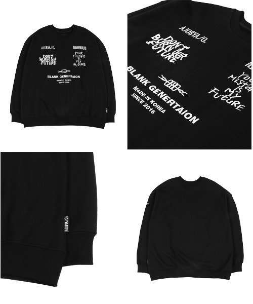 AJOBYAJO(アジョバイアジョ)の「【AJOBYAJO/アジョバイアジョ】Embroidered Logos Sweatshirt/エンボス ロゴスウェット MTM スローガンスウェット(スウェット・メンズ・ブラック/ホワイト・L/XL)」の12枚目の写真