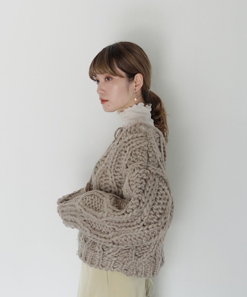 CLEIO（クレイオ）の「【CLEIO】ハンドメイド2WAYウェーブニット（ニット/セーター・レディース・アイボリー/ブラウン/ベージュ・FREE）」の19枚目の写真