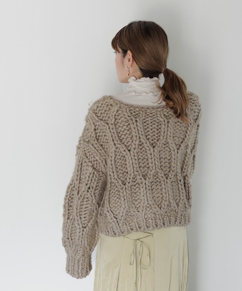 CLEIO（クレイオ）の「【CLEIO】ハンドメイド2WAYウェーブニット（ニット/セーター・レディース・アイボリー/ブラウン/ベージュ・FREE）」の14枚目の写真
