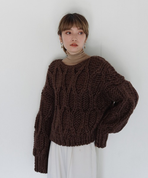 CLEIO（クレイオ）の「【CLEIO】ハンドメイド2WAYウェーブニット（ニット/セーター・レディース・アイボリー/ブラウン/ベージュ・FREE）」の17枚目の写真